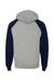 Jerzees 96CR Mens NuBlend Pill Resistant Fleece Hooded Sweatshirt Hoodie w/ Pouch Pocket Oxford Grey/Navy Blue Flat Back
