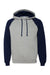 Jerzees 96CR Mens NuBlend Pill Resistant Fleece Hooded Sweatshirt Hoodie w/ Pouch Pocket Oxford Grey/Navy Blue Flat Front