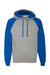 Jerzees 96CR Mens NuBlend Pill Resistant Fleece Hooded Sweatshirt Hoodie w/ Pouch Pocket Oxford Grey/Royal Blue Flat Front