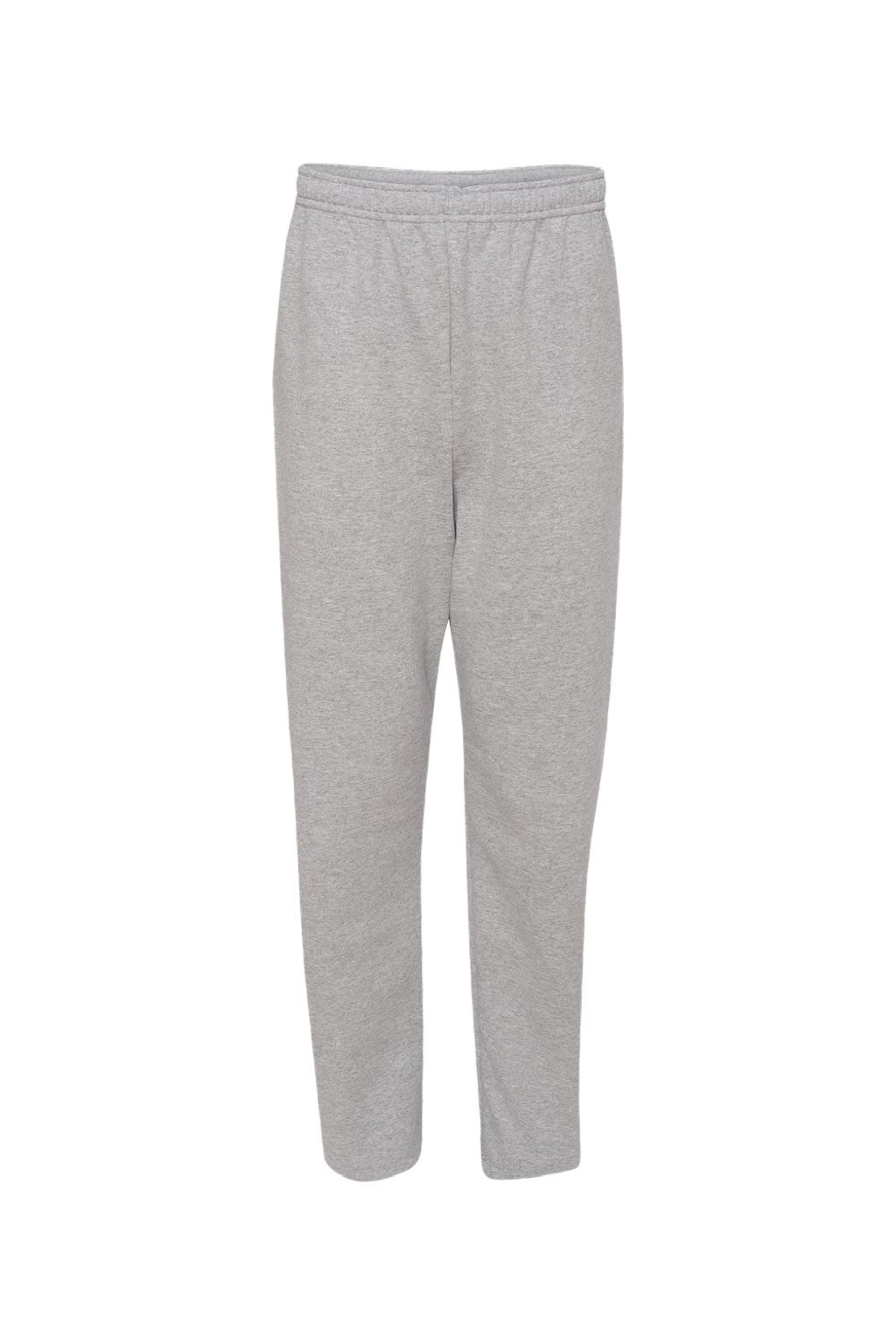 Jerzees 974M/974MPR Mens NuBlend Pill Resistant Fleece Open Bottom Sweatpants w/ Pockets Heather Grey Flat Front