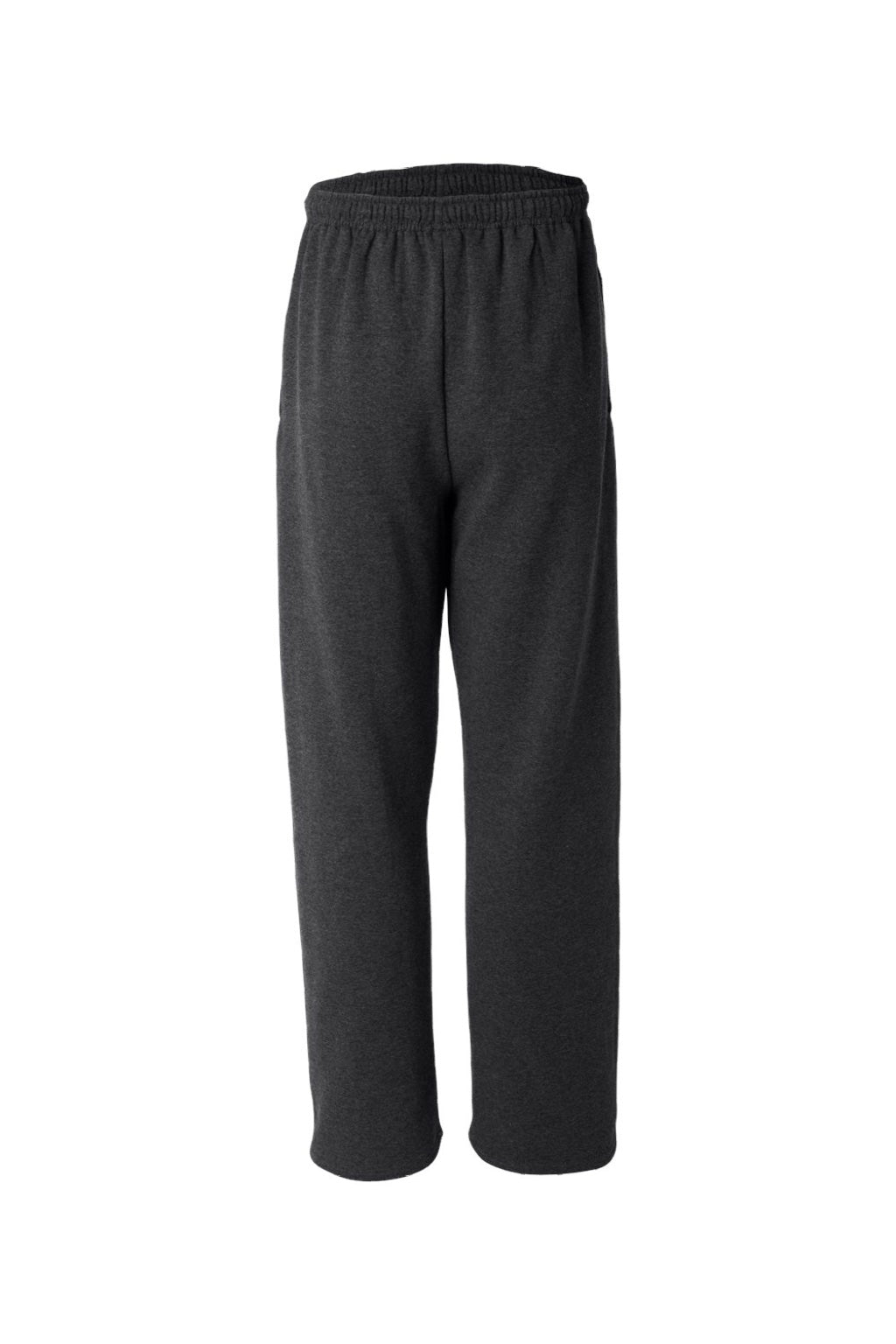 Jerzees 974M/974MPR Mens NuBlend Pill Resistant Fleece Open Bottom Sweatpants w/ Pockets Heather Black Flat Back