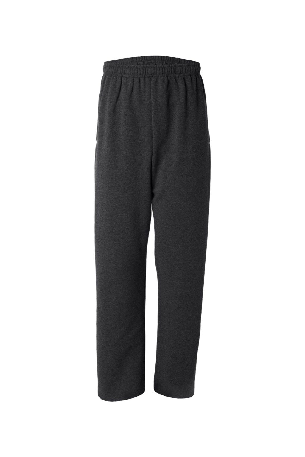 Jerzees 974M/974MPR Mens NuBlend Pill Resistant Fleece Open Bottom Sweatpants w/ Pockets Heather Black Flat Front