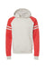 Jerzees 97CR Mens NuBlend Fleece Varsity Colorblock Hooded Sweatshirt Hoodie w/ Pouch Pocket Heather Oatmeal/Red Flat Front