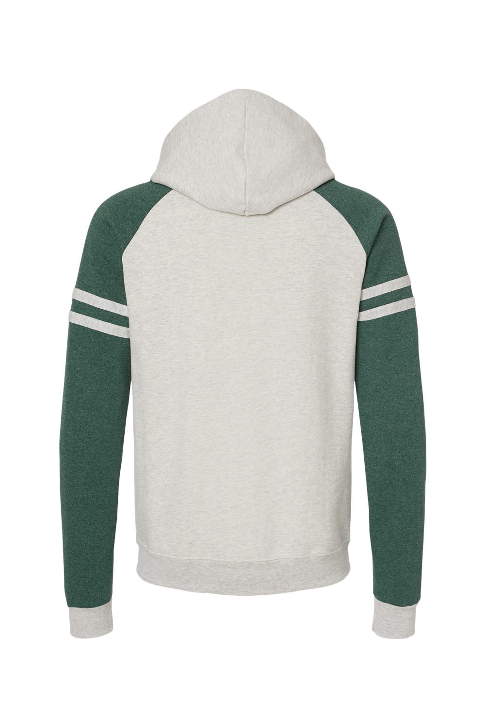 Jerzees 97CR Mens NuBlend Fleece Varsity Colorblock Hooded Sweatshirt Hoodie w/ Pouch Pocket Heather Oatmeal/Forest Green Flat Back