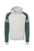 Jerzees 97CR Mens NuBlend Fleece Varsity Colorblock Hooded Sweatshirt Hoodie w/ Pouch Pocket Heather Oatmeal/Forest Green Flat Front