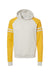 Jerzees 97CR Mens NuBlend Fleece Varsity Colorblock Hooded Sweatshirt Hoodie w/ Pouch Pocket Heather Oatmeal/Mustard Yellow Flat Front
