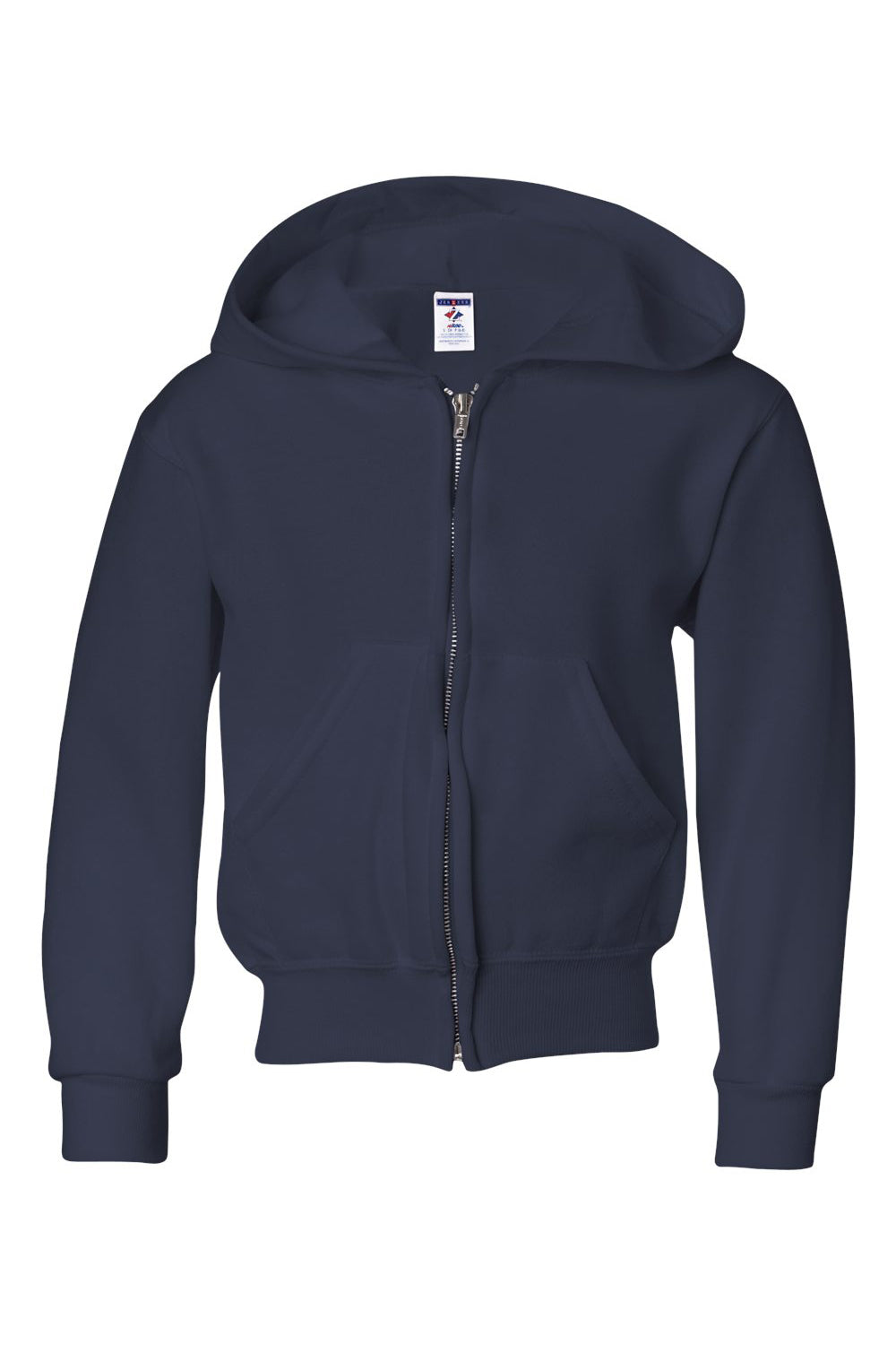 Jerzees 993B/993BR Youth NuBlend Pill Resistant Fleece Full Zip Hooded Sweatshirt Hoodie w/ Pockets Navy Blue Flat Front