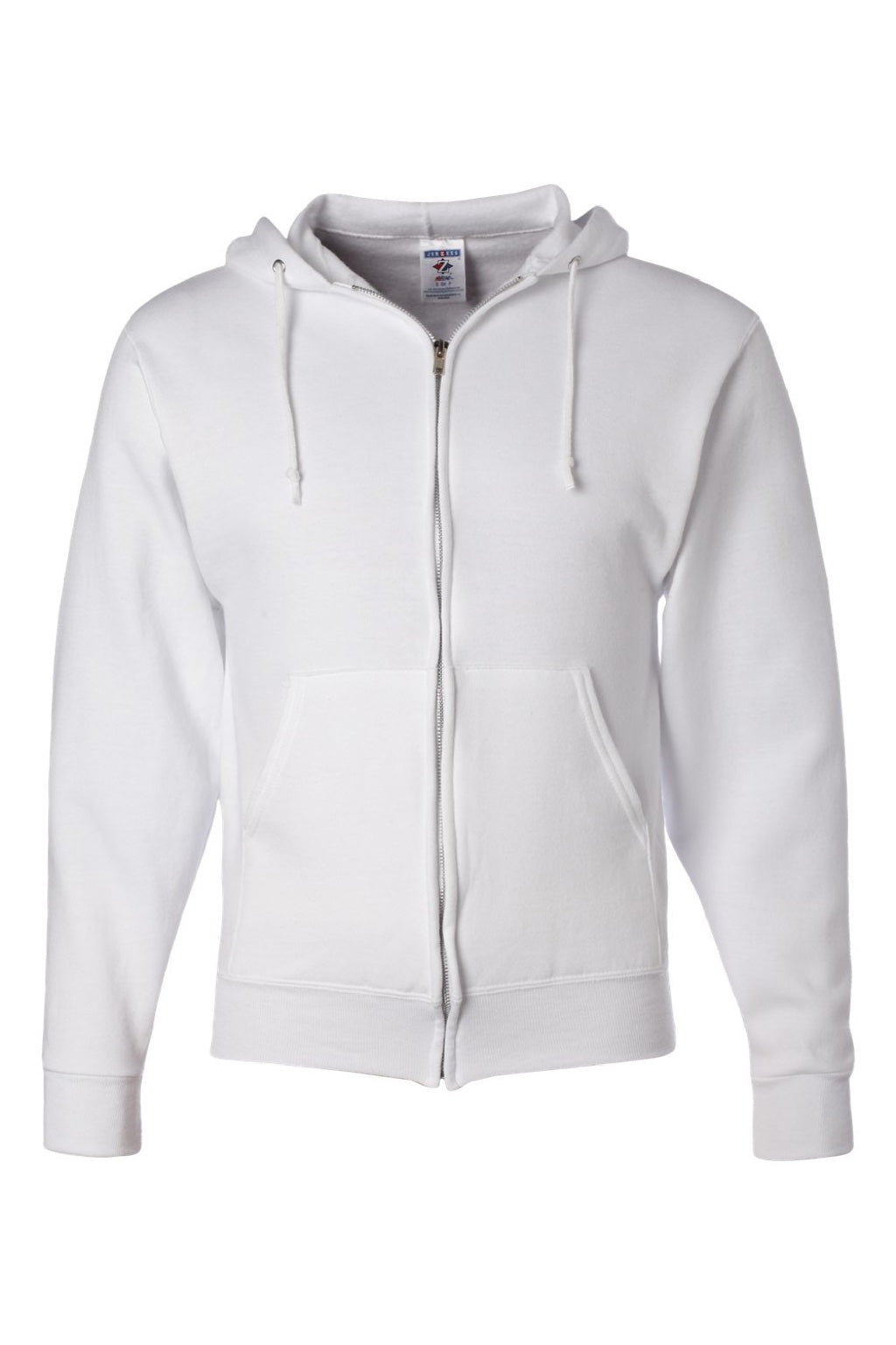 Jerzees 993M/993MR Mens NuBlend Pill Resistant Fleece Full Zip Hooded Sweatshirt Hoodie w/ Pockets White Flat Front