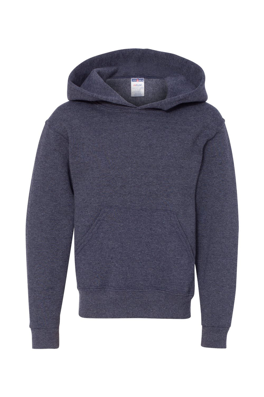 Jerzees 996Y/996YR Youth NuBlend Pill Resistant Fleece Hooded Sweatshirt Hoodie w/ Pouch Pocket Vintage Heather Navy Blue Flat Front