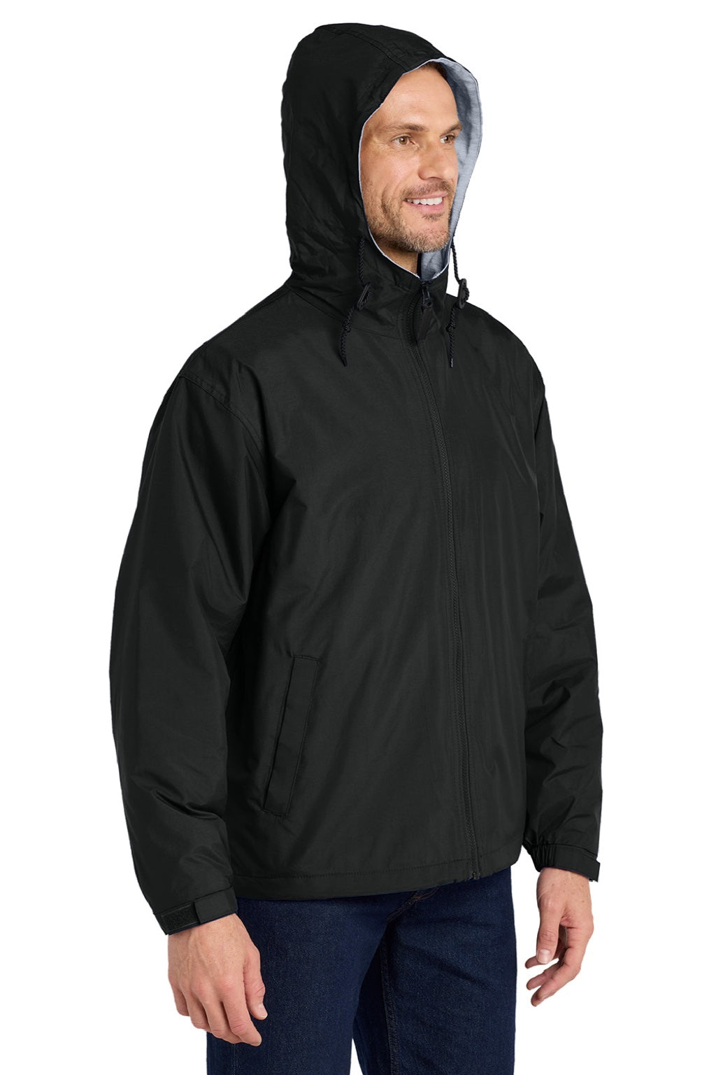 Port Authority JP56 Mens Team Wind & Water Resistant Full Zip Hooded Jacket Black Model 3q