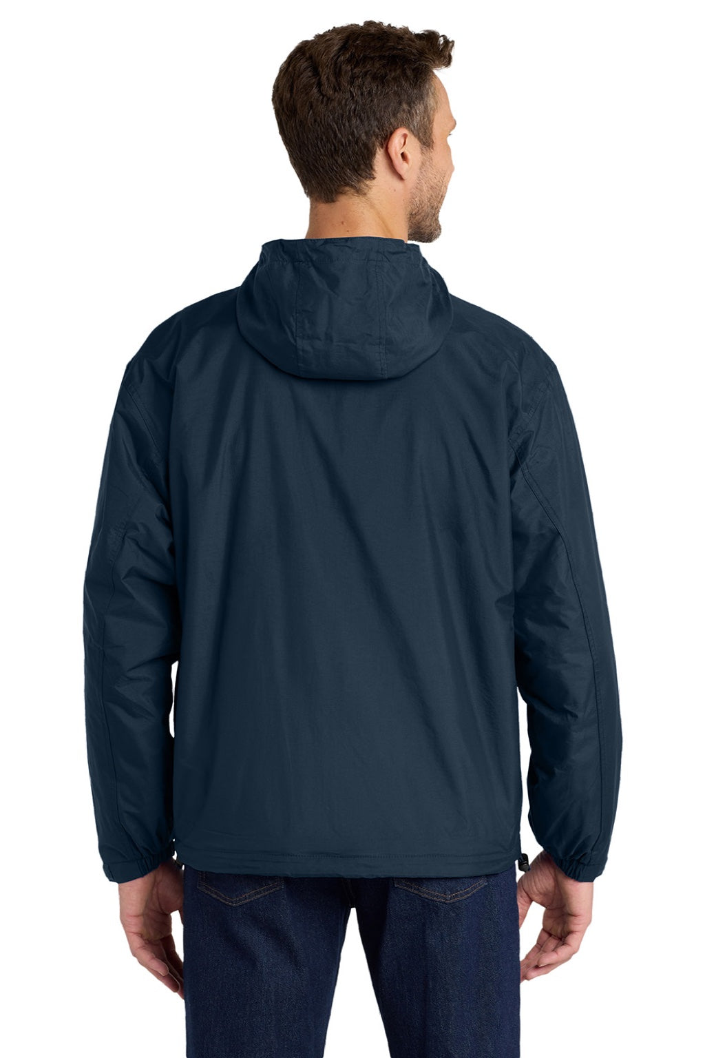 Port Authority JP56 Mens Team Wind & Water Resistant Full Zip Hooded Jacket Bright Navy Blue Model Back