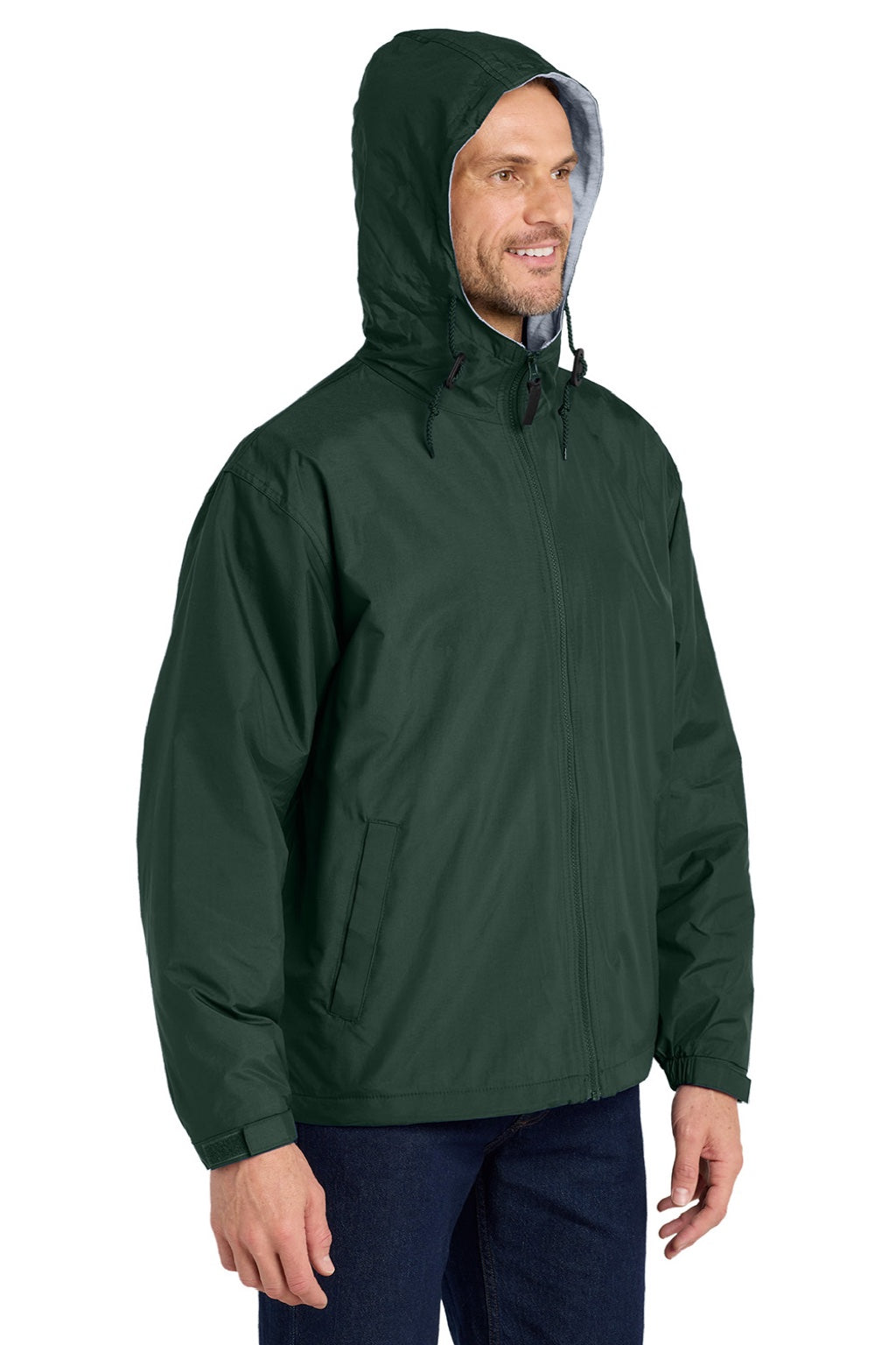 Port Authority JP56 Mens Team Wind & Water Resistant Full Zip Hooded Jacket Hunter Green Model 3q