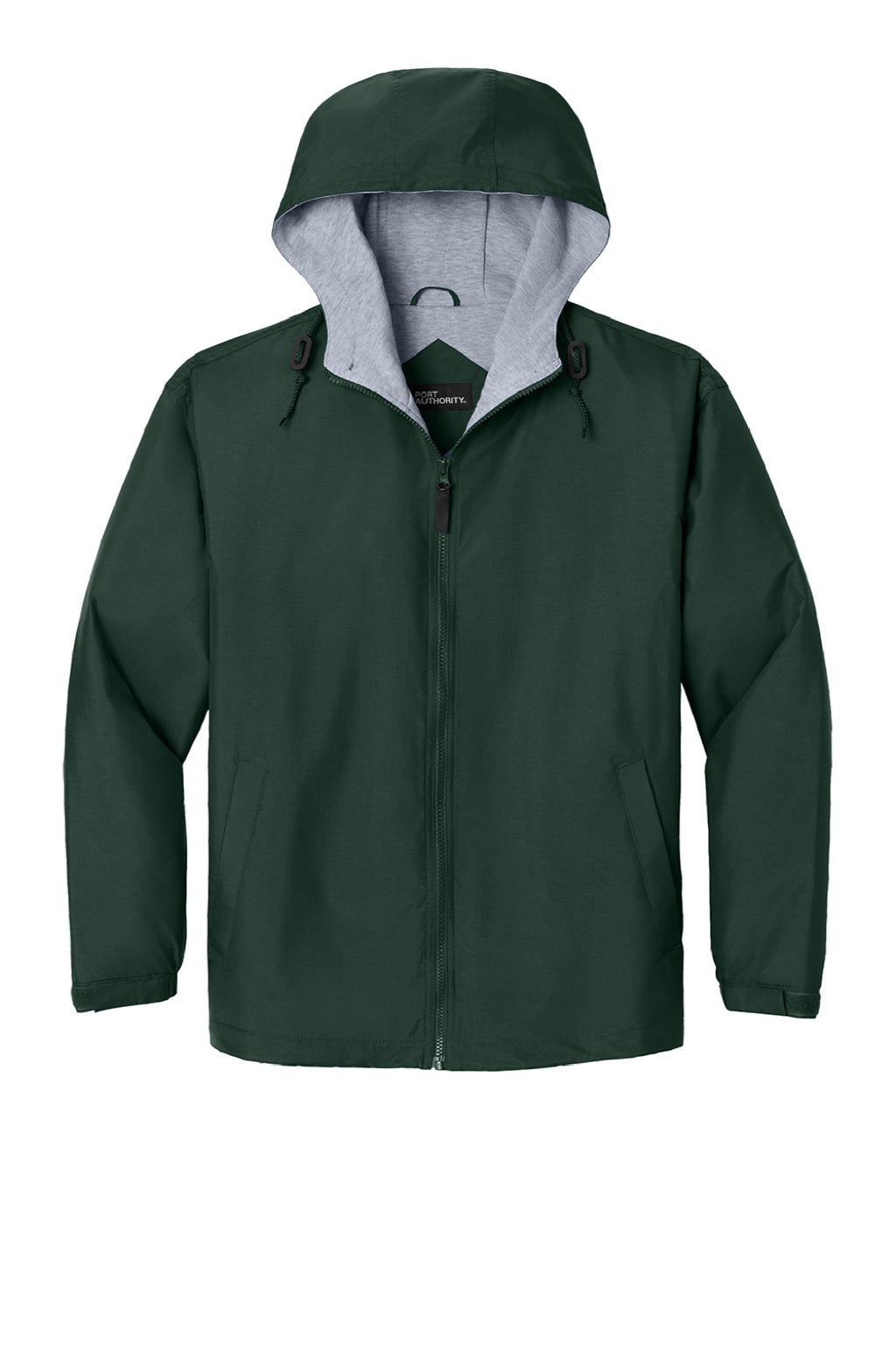 Port Authority JP56 Mens Team Wind & Water Resistant Full Zip Hooded Jacket Hunter Green Flat Front