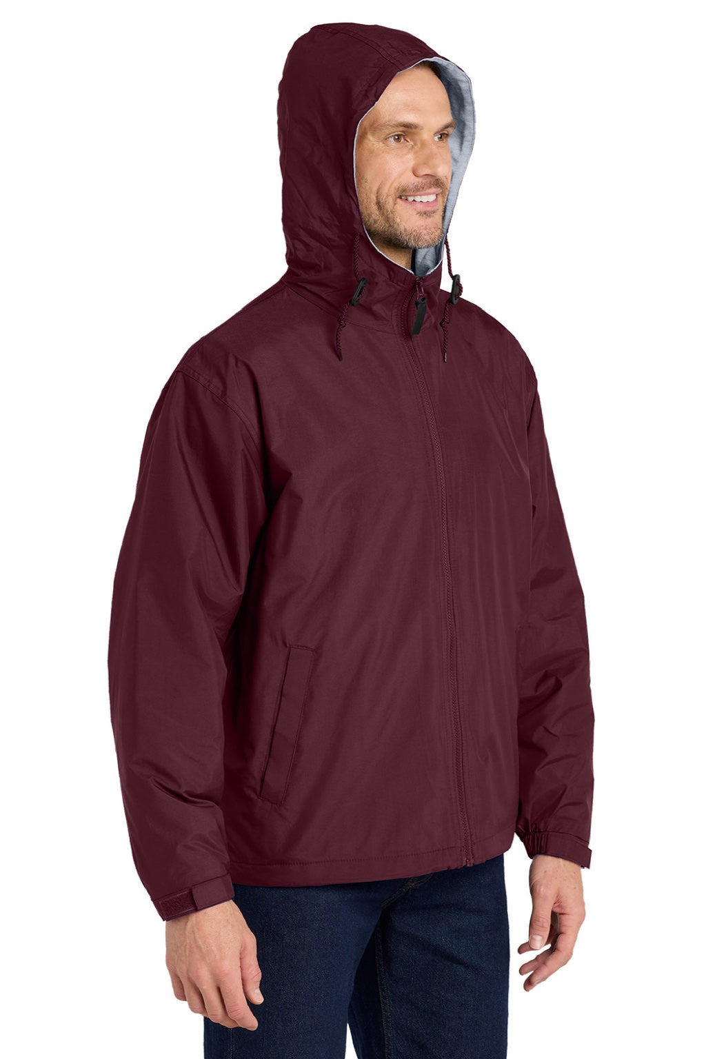 Port Authority JP56 Mens Team Wind & Water Resistant Full Zip Hooded Jacket Maroon Model 3q