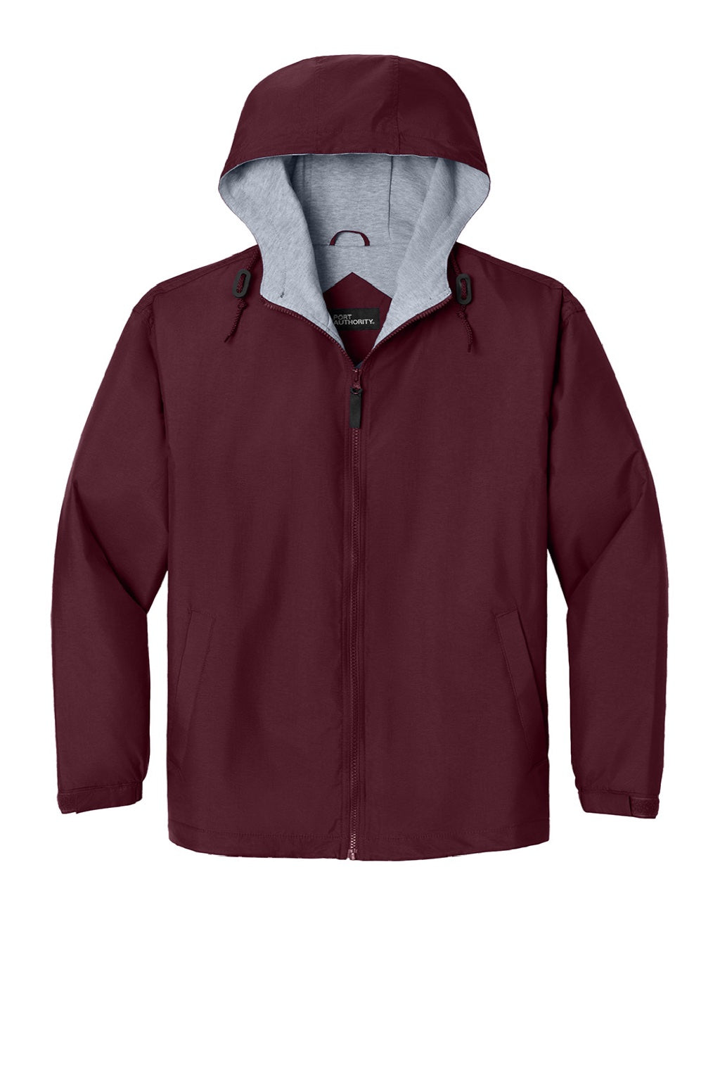 Port Authority JP56 Mens Team Wind & Water Resistant Full Zip Hooded Jacket Maroon Flat Front