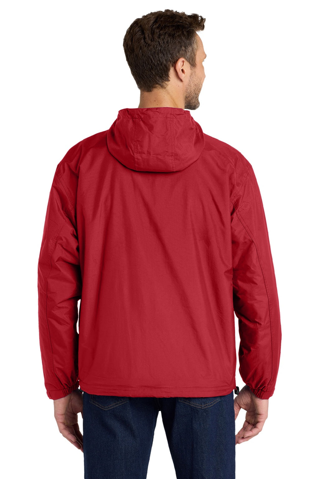 Port Authority JP56 Mens Team Wind & Water Resistant Full Zip Hooded Jacket Red Model Back