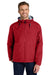 Port Authority JP56 Mens Team Wind & Water Resistant Full Zip Hooded Jacket Red Model Front