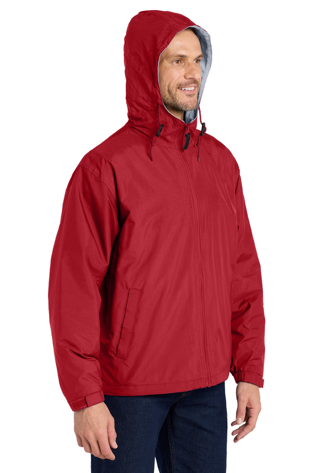Port Authority JP56 Mens Team Wind & Water Resistant Full Zip Hooded Jacket Red Model 3q