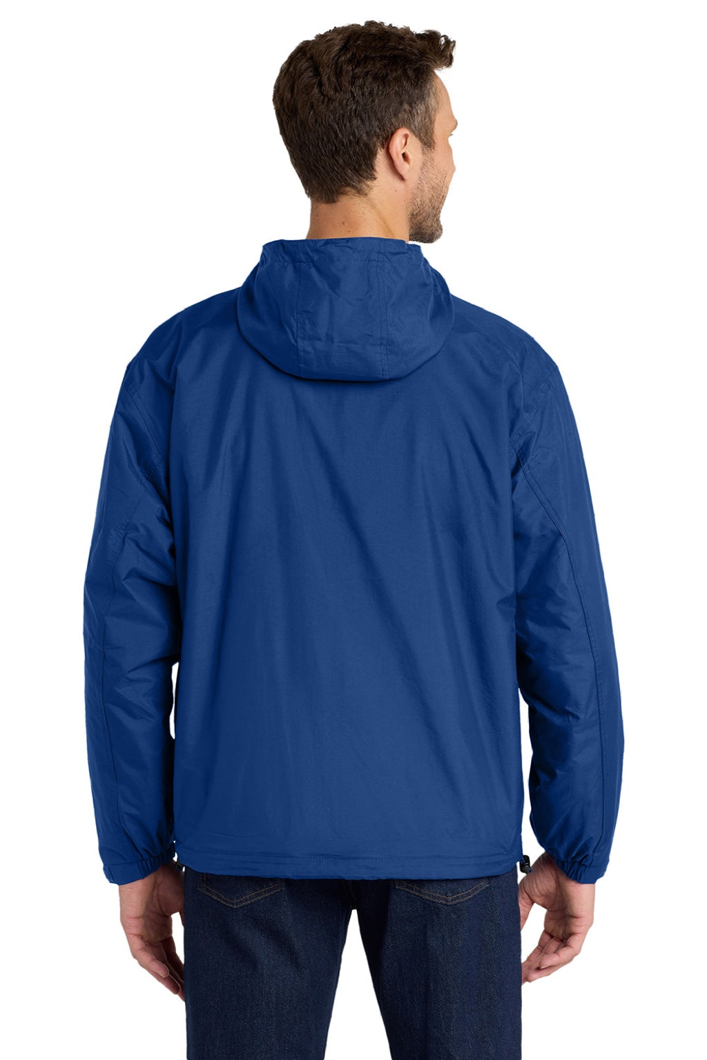 Port Authority JP56 Mens Team Wind & Water Resistant Full Zip Hooded Jacket Royal Blue Model Back