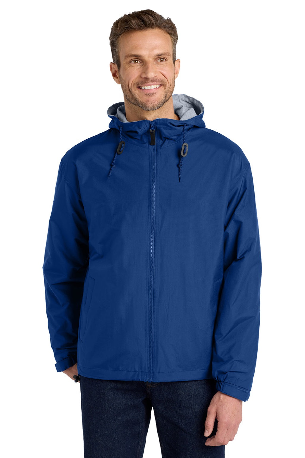 Port Authority JP56 Mens Team Wind & Water Resistant Full Zip Hooded Jacket Royal Blue Model Front
