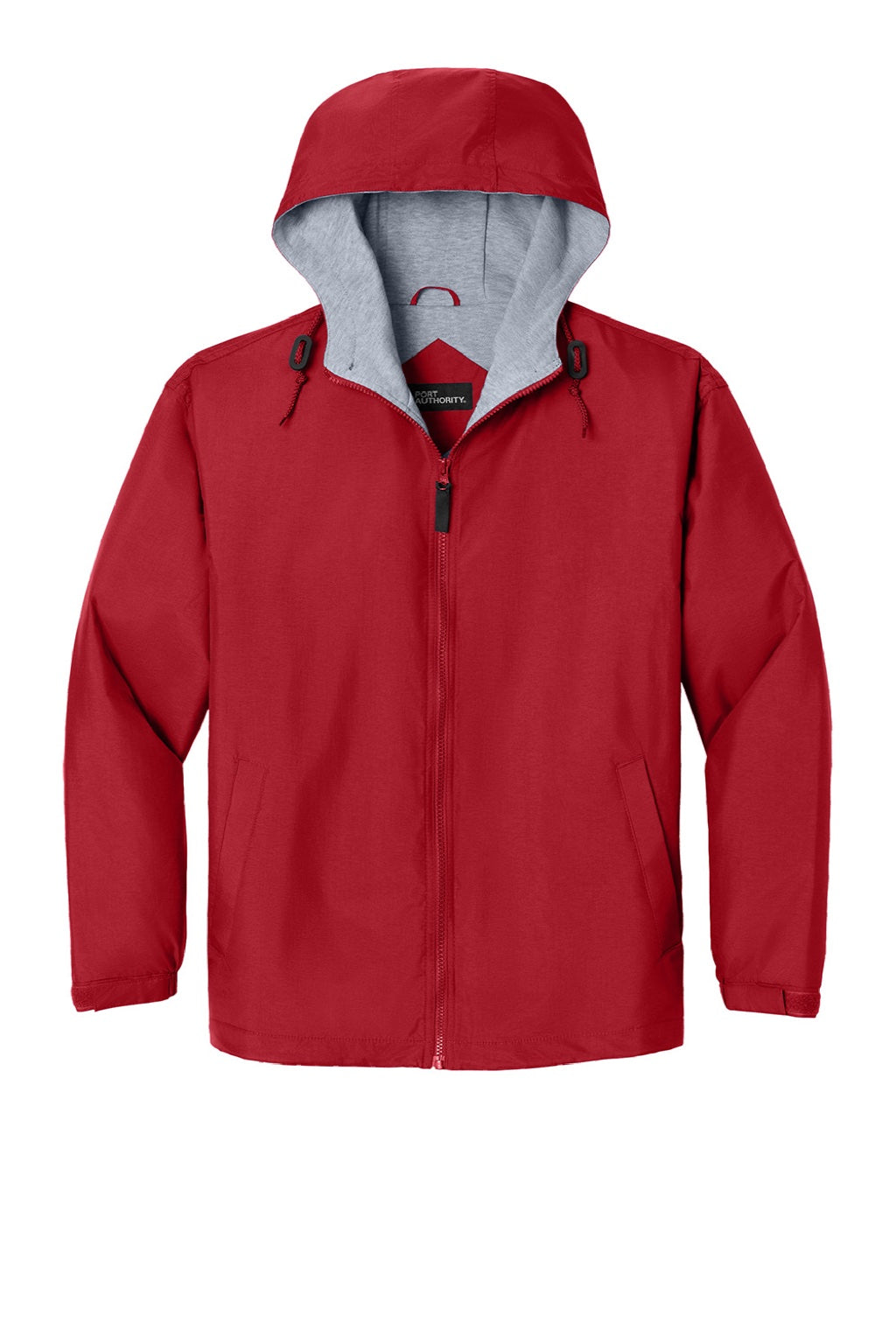 Port Authority JP56 Mens Team Wind & Water Resistant Full Zip Hooded Jacket Red Flat Front
