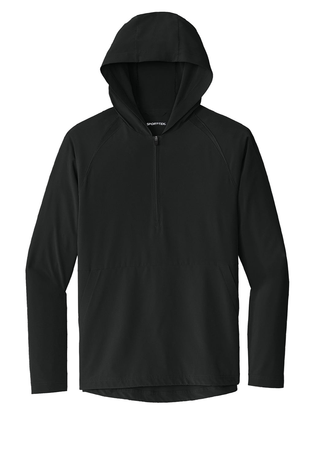 Sport-Tek JST488 Mens Repeat Moisture Wicking 1/4 Zip Hooded Jacket Black Flat Front