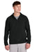 Sport-Tek JST488 Mens Repeat Moisture Wicking 1/4 Zip Hooded Jacket Black Model Front