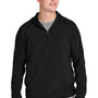 Sport-Tek Mens Repeat Moisture Wicking 1/4 Zip Hooded Jacket - Black