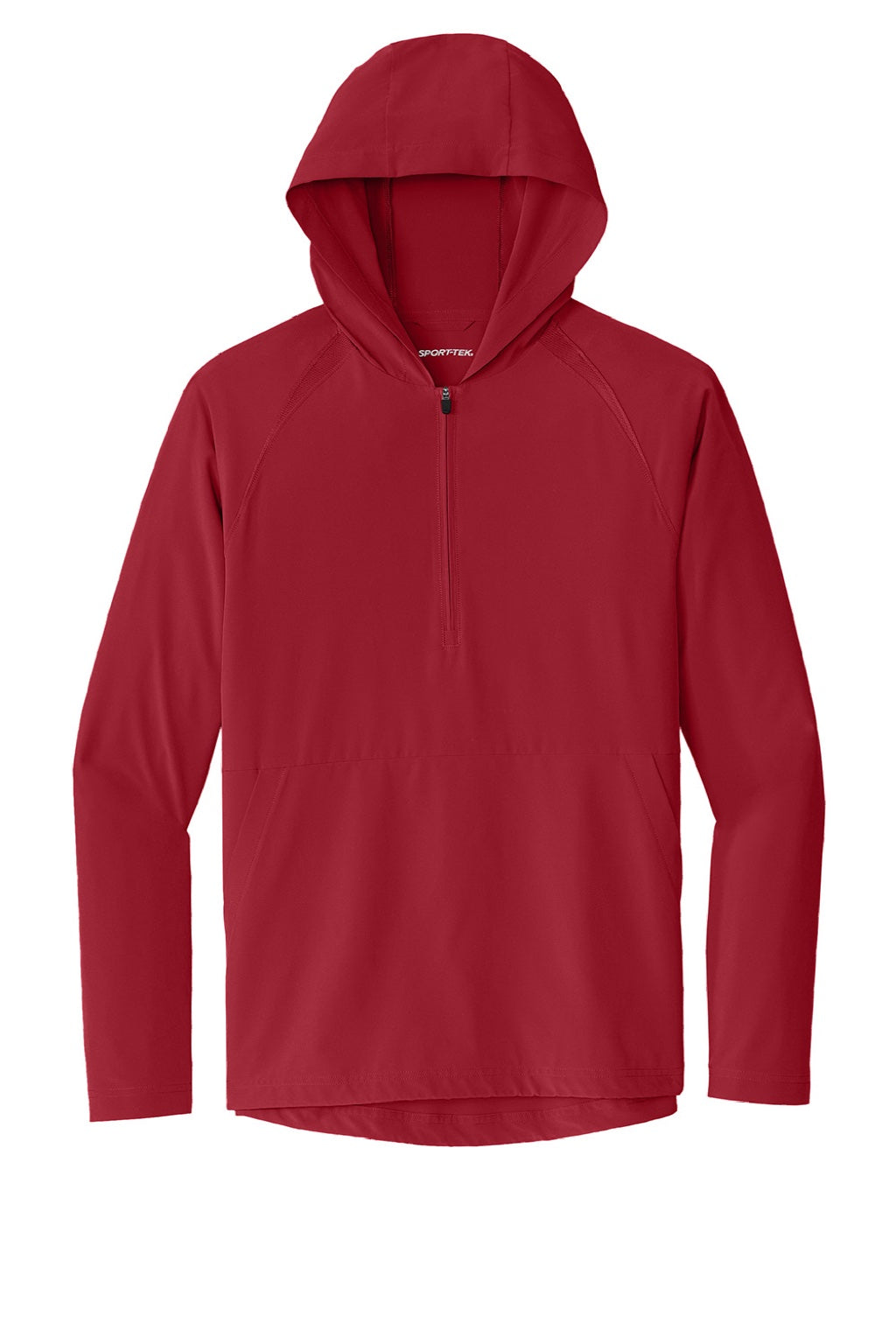 Sport-Tek JST488 Mens Repeat Moisture Wicking 1/4 Zip Hooded Jacket Deep Red Flat Front