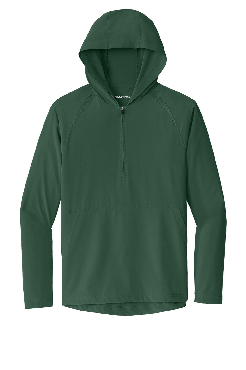 Sport-Tek JST488 Mens Repeat Moisture Wicking 1/4 Zip Hooded Jacket Forest Green Flat Front