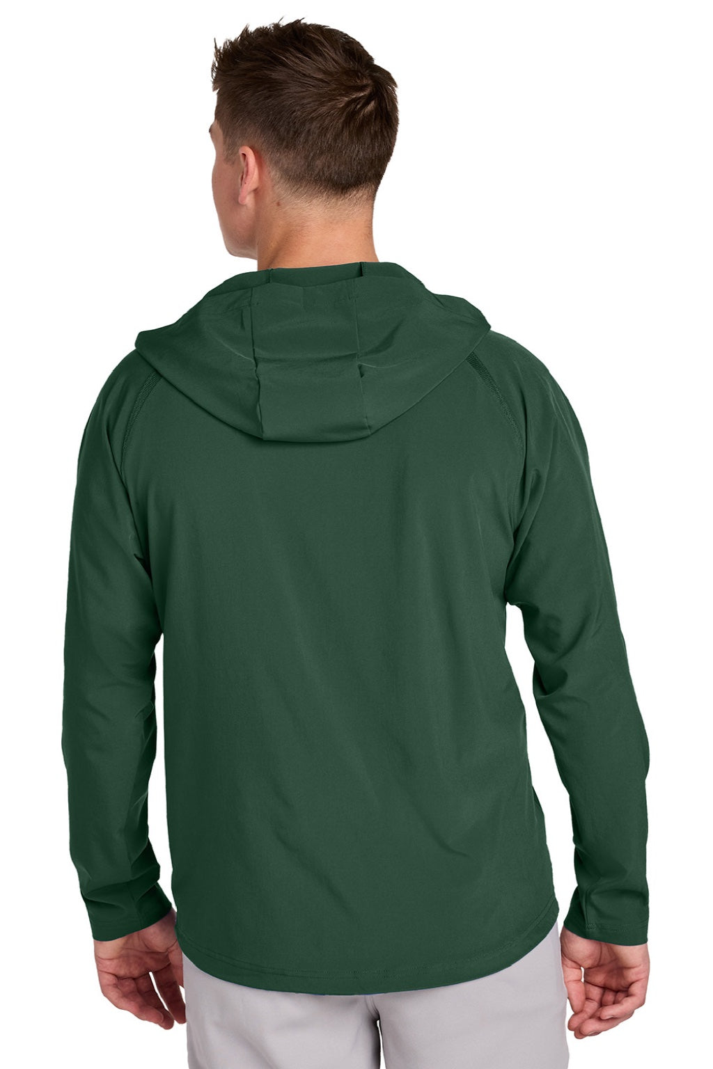 Sport-Tek JST488 Mens Repeat Moisture Wicking 1/4 Zip Hooded Jacket Forest Green Model Back