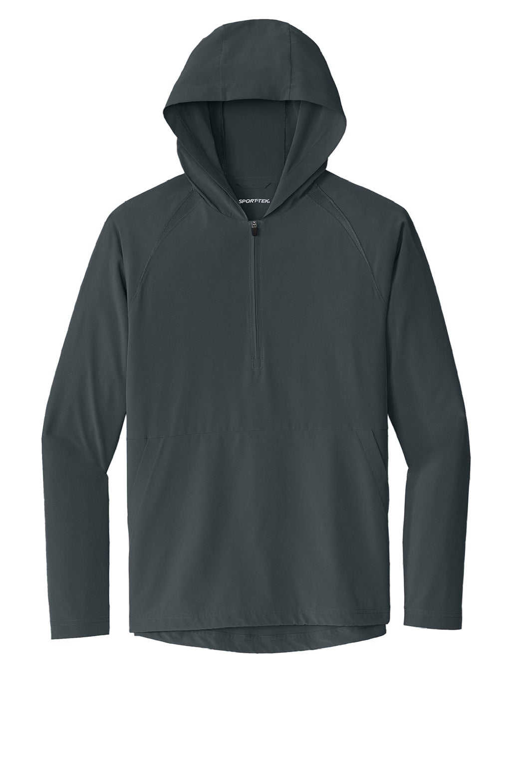 Sport-Tek JST488 Mens Repeat Moisture Wicking 1/4 Zip Hooded Jacket Iron Grey Flat Front