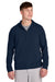 Sport-Tek JST488 Mens Repeat Moisture Wicking 1/4 Zip Hooded Jacket True Navy Blue Model Front