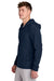 Sport-Tek JST488 Mens Repeat Moisture Wicking 1/4 Zip Hooded Jacket True Navy Blue Model Side
