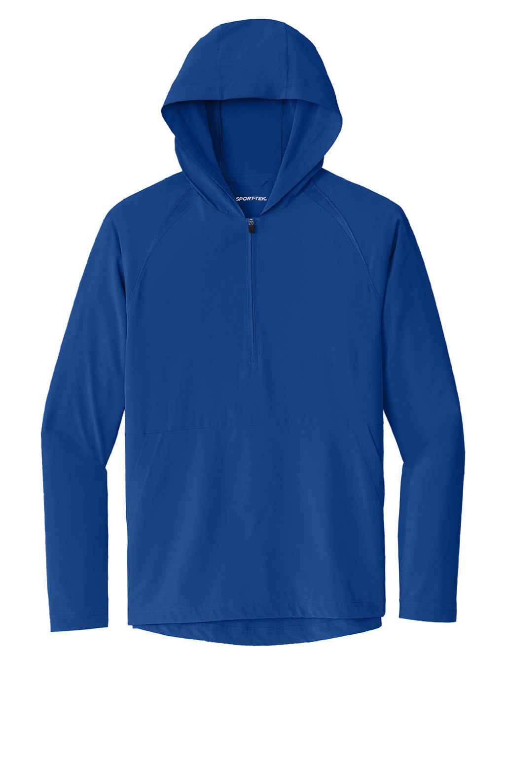 Sport-Tek JST488 Mens Repeat Moisture Wicking 1/4 Zip Hooded Jacket True Royal Blue Flat Front