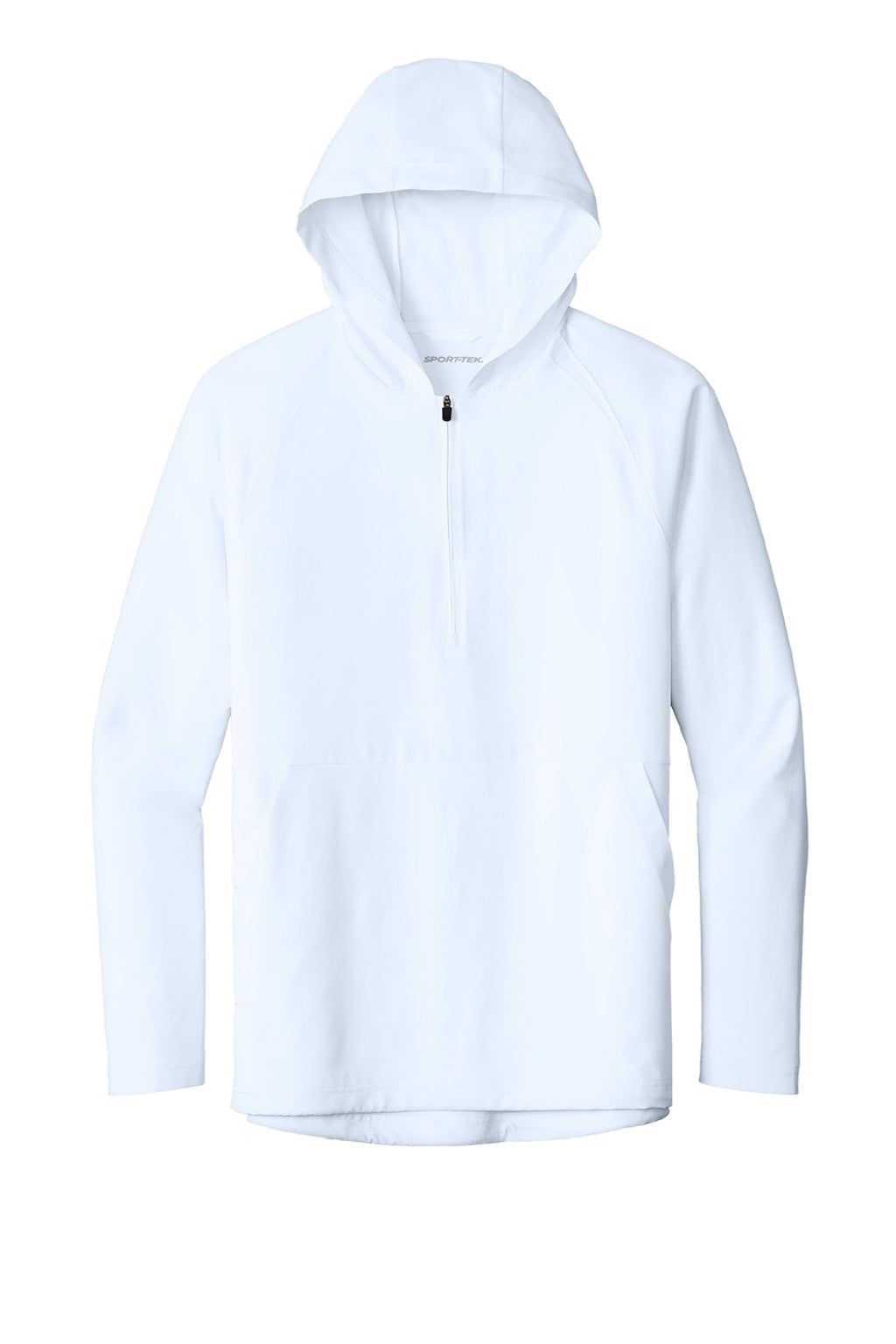 Sport-Tek JST488 Mens Repeat Moisture Wicking 1/4 Zip Hooded Jacket White Flat Front