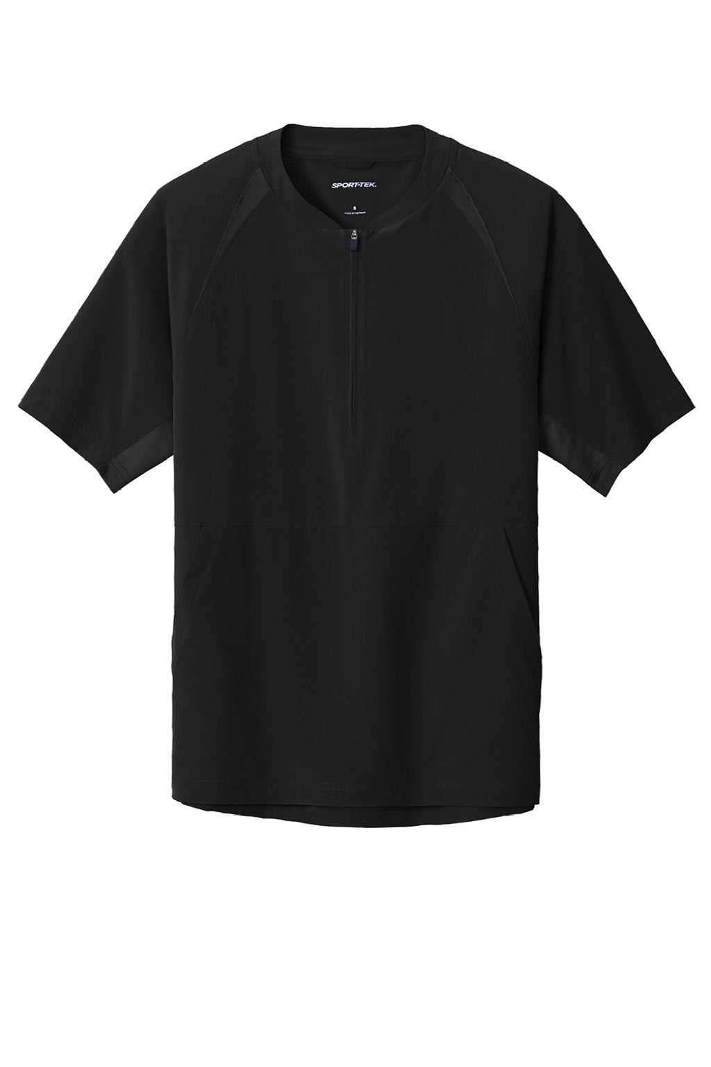 Sport-Tek JST489 Mens Repeat Moisture Wicking 1/4 Zip Short Sleeve Jacket Black Flat Front