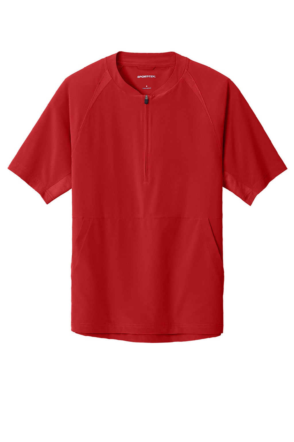 Sport-Tek JST489 Mens Repeat Moisture Wicking 1/4 Zip Short Sleeve Jacket Deep Red Flat Front