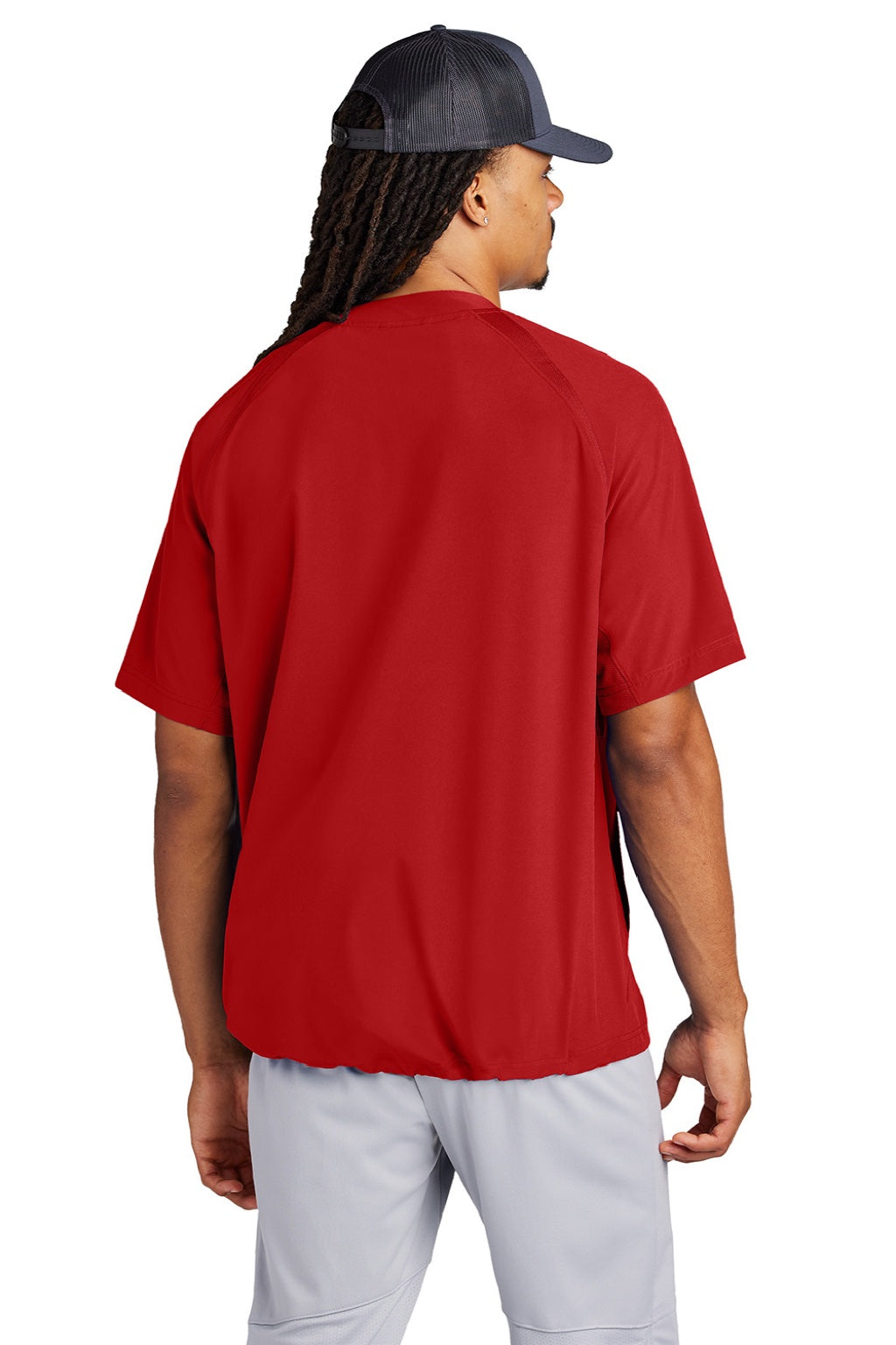 Sport-Tek JST489 Mens Repeat Moisture Wicking 1/4 Zip Short Sleeve Jacket Deep Red Model Back