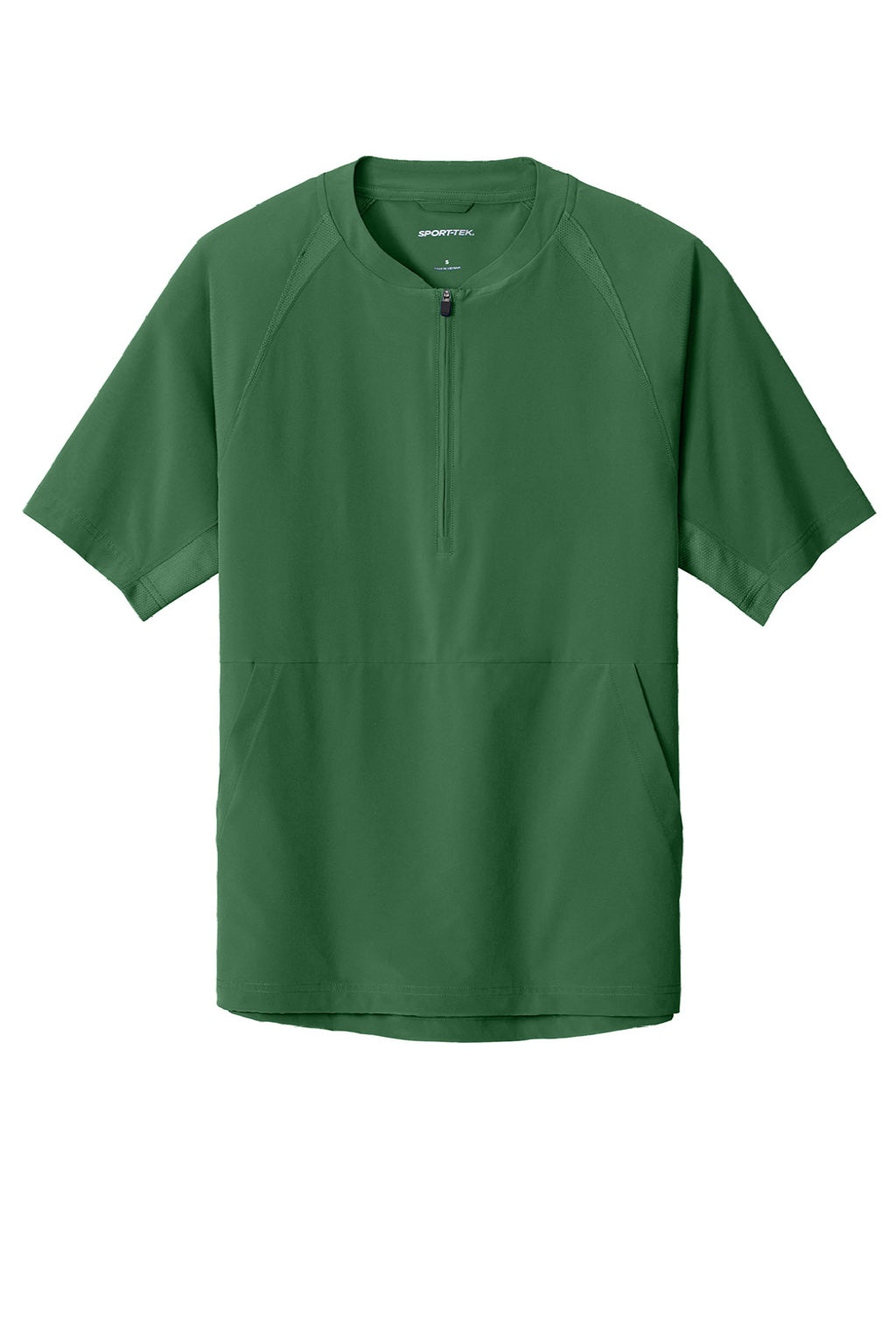 Sport-Tek JST489 Mens Repeat Moisture Wicking 1/4 Zip Short Sleeve Jacket Forest Green Flat Front