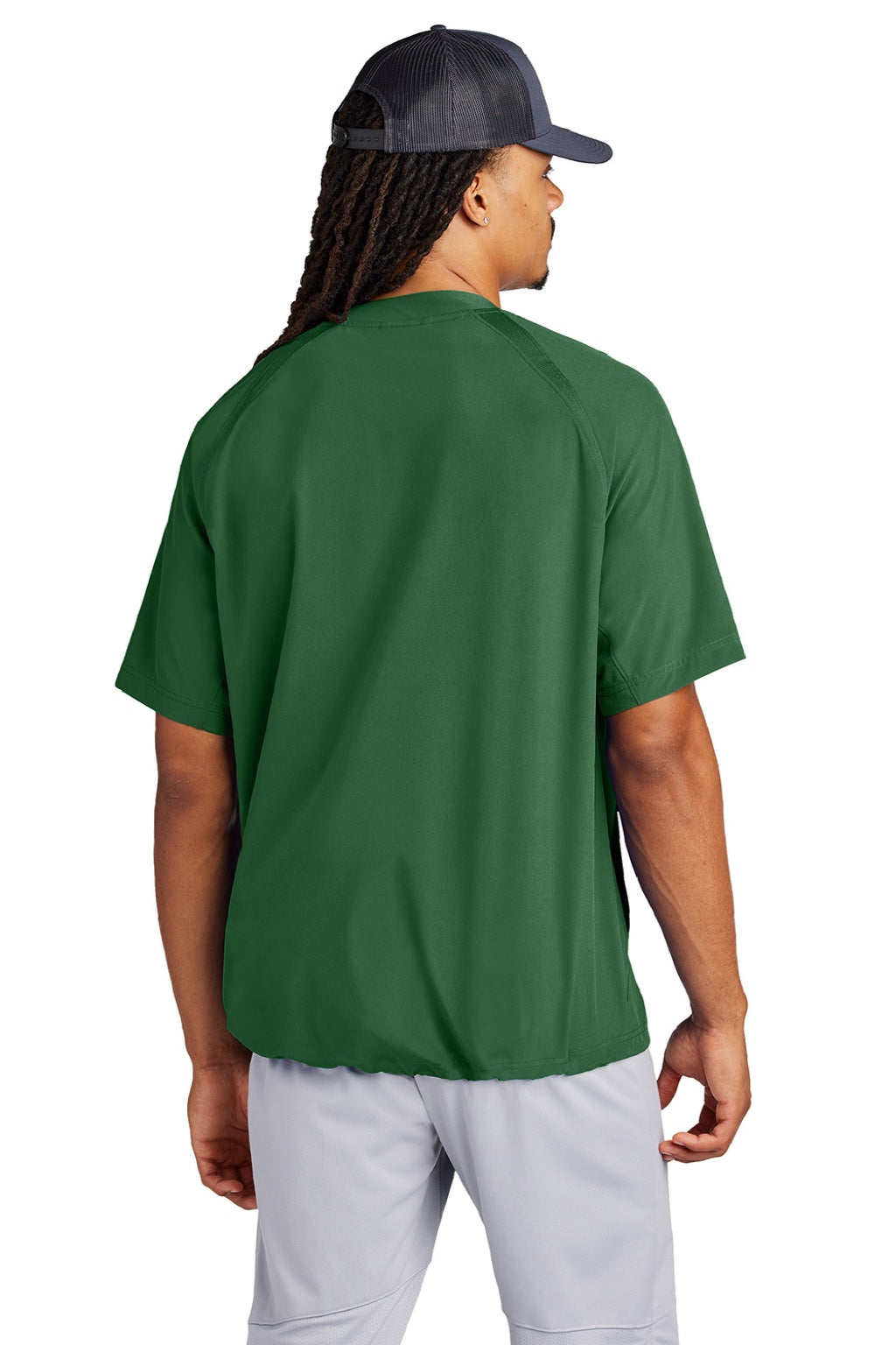 Sport-Tek JST489 Mens Repeat Moisture Wicking 1/4 Zip Short Sleeve Jacket Forest Green Model Back