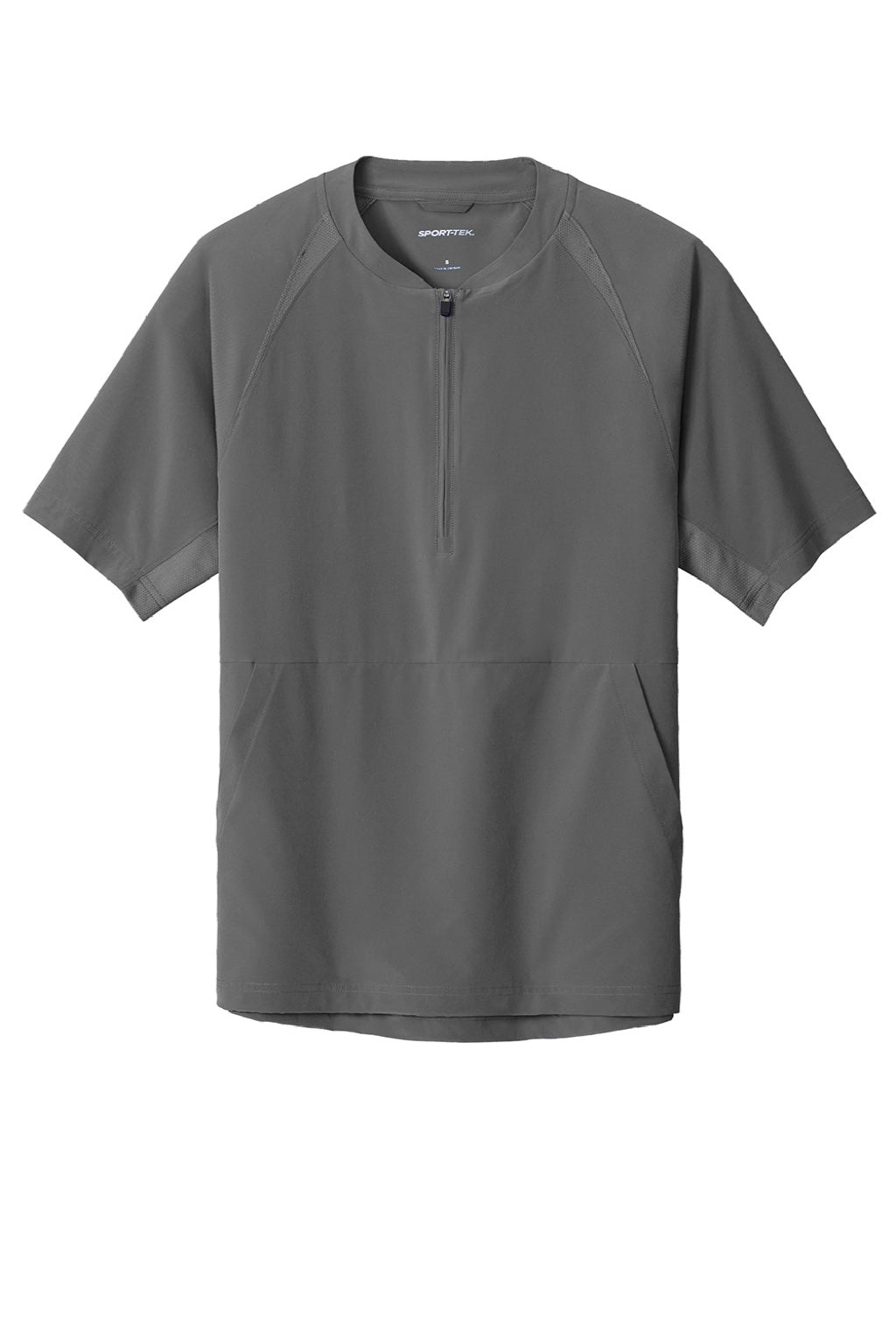 Sport-Tek JST489 Mens Repeat Moisture Wicking 1/4 Zip Short Sleeve Jacket Iron Grey Flat Front