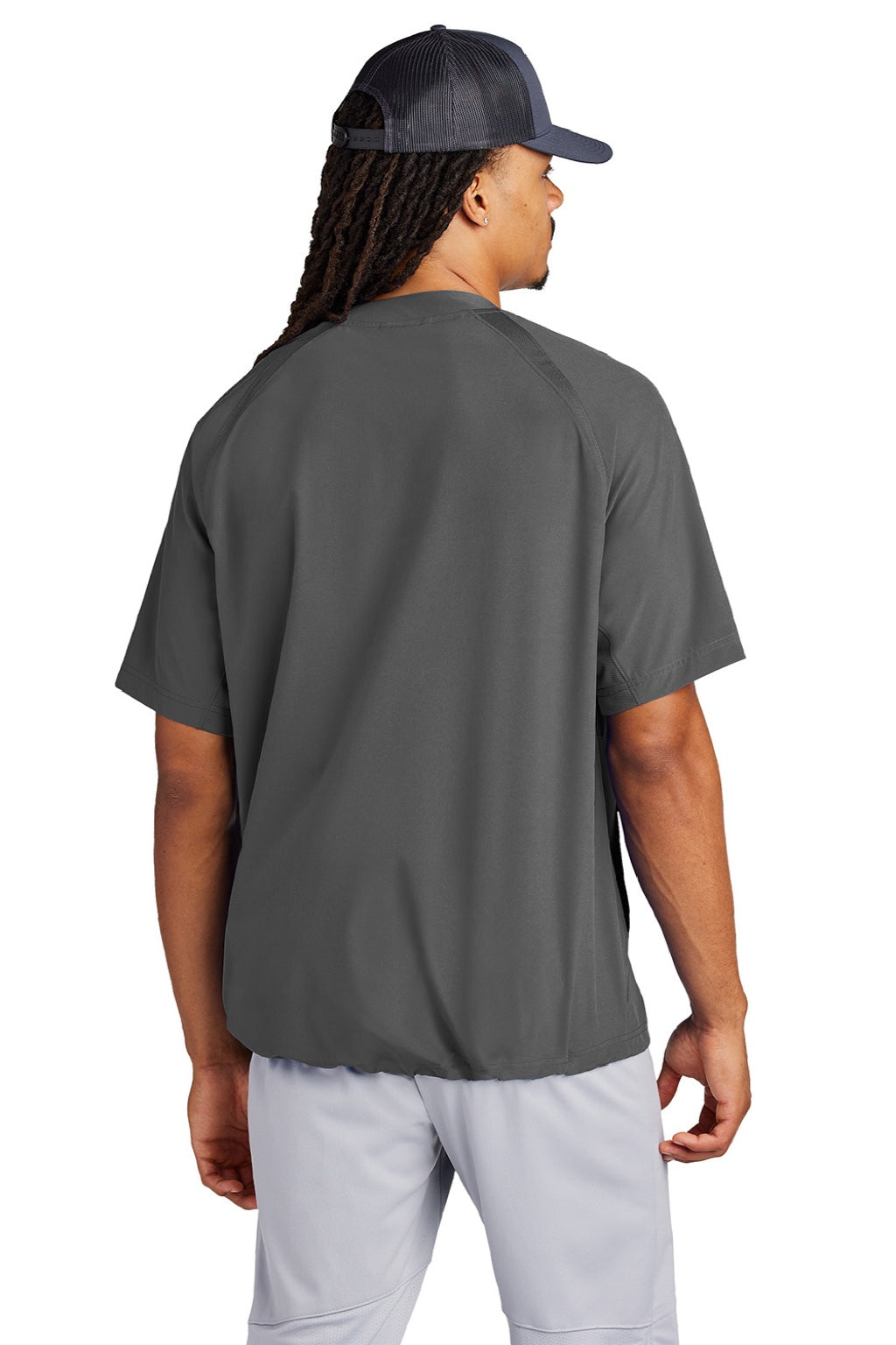 Sport-Tek JST489 Mens Repeat Moisture Wicking 1/4 Zip Short Sleeve Jacket Iron Grey Model Back