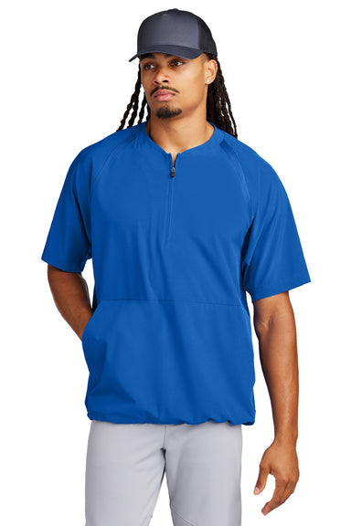 Sport-Tek JST489 Mens Repeat Moisture Wicking 1/4 Zip Short Sleeve Jacket True Royal Blue Model Front