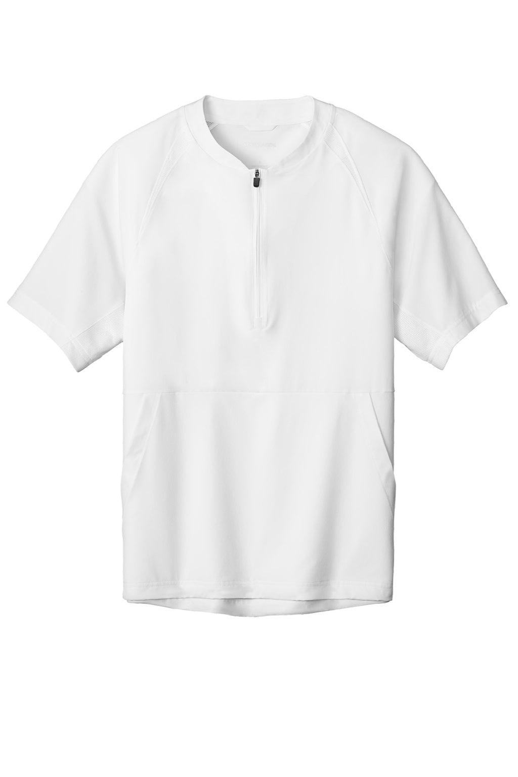 Sport-Tek JST489 Mens Repeat Moisture Wicking 1/4 Zip Short Sleeve Jacket White Flat Front