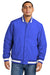 Sport-Tek JST58 Mens Water Resistant Snap Down Varsity Jacket True Royal Blue Model Front