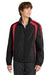 Sport-Tek JST60 Mens Water Resistant Full Zip Jacket Black/True Red Model Front