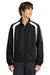 Sport-Tek JST60 Mens Water Resistant Full Zip Jacket Black/White Model Front