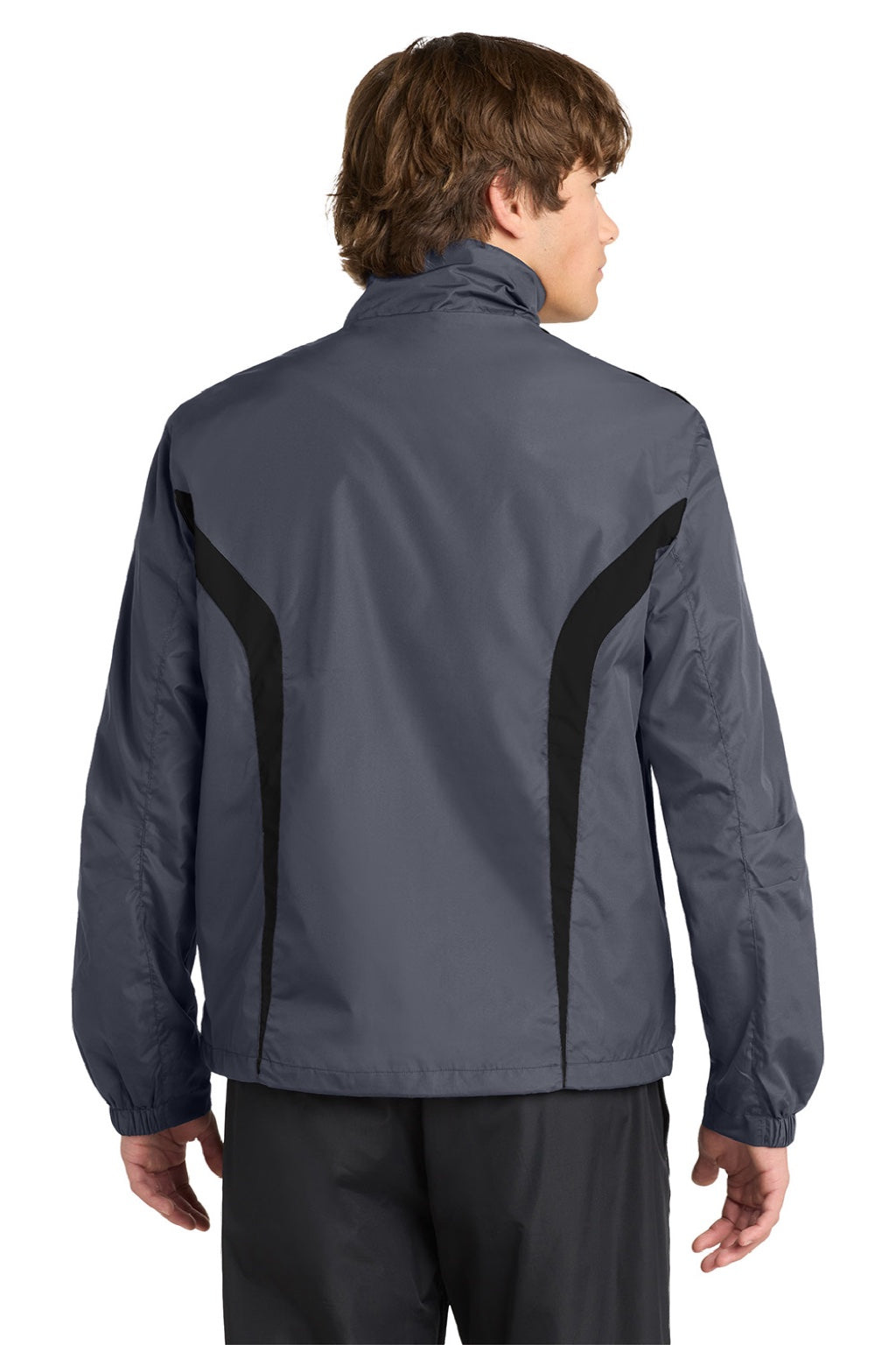 Sport-Tek JST60 Mens Water Resistant Full Zip Jacket Graphite Grey/Black Model Back