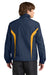 Sport-Tek JST60 Mens Water Resistant Full Zip Jacket True Navy Blue/Gold Model Back